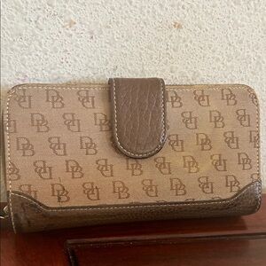 Dooney & Bourke Tan and Brown Logo Wallet